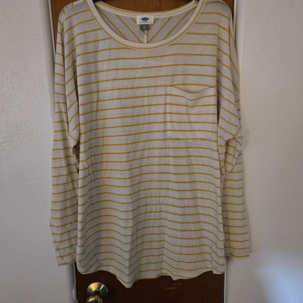 Old Navy Yellow Striped Long Sleeve Tee